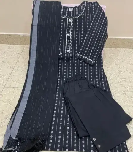 [452694504] Cotton Kurti Pant with Dupatta 